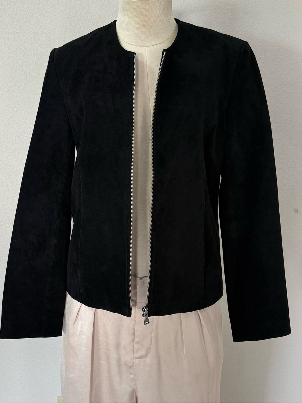 genuine suede zip up jacket